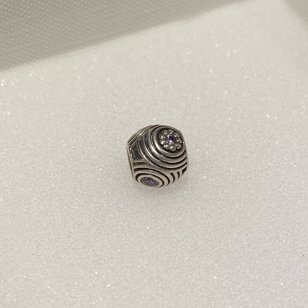Pandora Silver Charm with Purple Accents